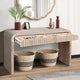 GDF Studio 59" Vintage Farmhouse Console Table With Drawers, Natural Wood Washed