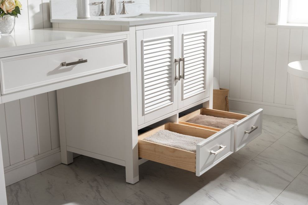 Estate Transitional White 102" Double Sink Bathroom Vanity Modular Set