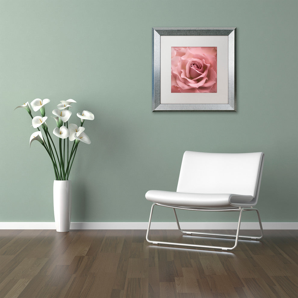 Cora Niele 'Misty Rose Pink Rose' Matted Framed Art