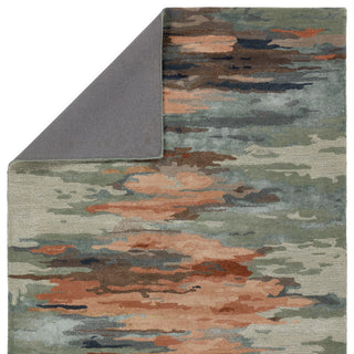 Ryenn Handmade Abstract Sage/ Peach Area Rug 5'X8'