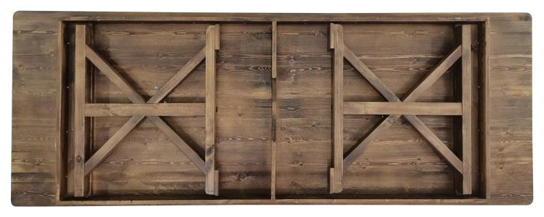 HERCULES 9' x 40" Rectangular Solid Pine Farm Table with X Legs, Antique Rustic