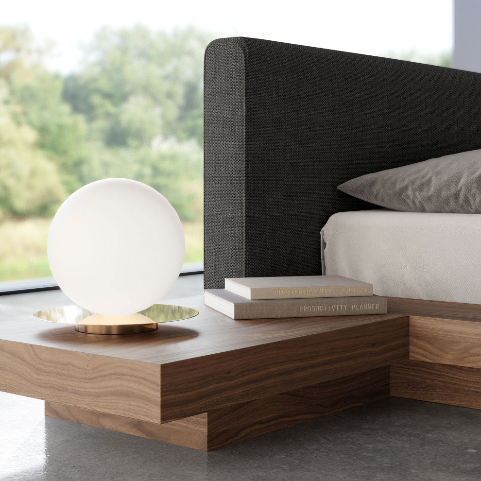 Akanji Bed Soft Carbon Fabric and Walnut / King