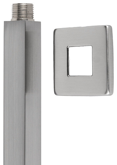 Ceiling Mount Square Shower Arm With Flange Cover by SereneDrains, Brushed Satin, 6"