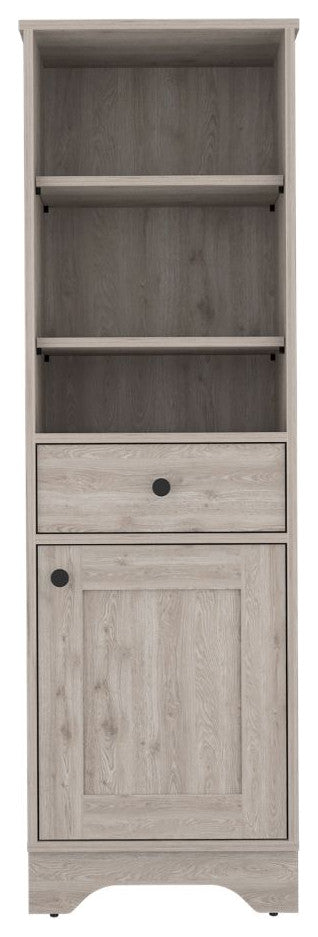 DEPOT E-SHOP Norwalk Linen Cabinet with Drawer, Light Gray, Cabinet