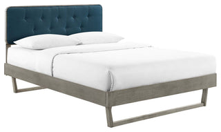 Bridgette Twin Wood Platform Bed With Angular Frame MOD-6645-GRY-AZU