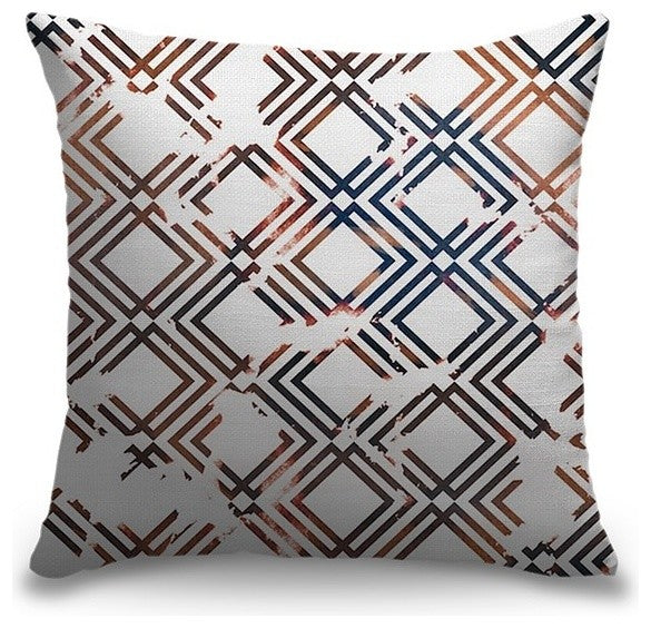 "Geometric Copper And Navy" Outdoor Pillow 20"x20"