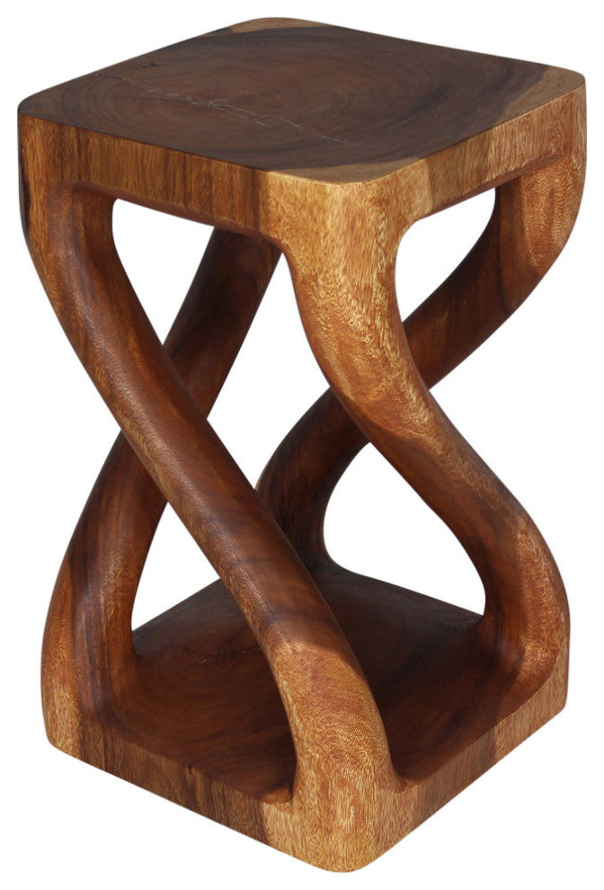 Haussmann Wood Vine Twist Stool Accent Table 14 in x 23 in H Cherry Oil