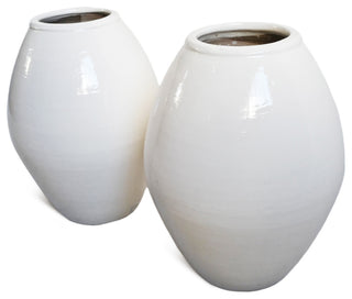 White Milk Oblong Ceramic Vase