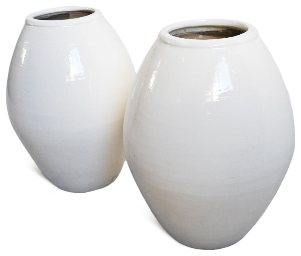 White Milk Oblong Ceramic Vase
