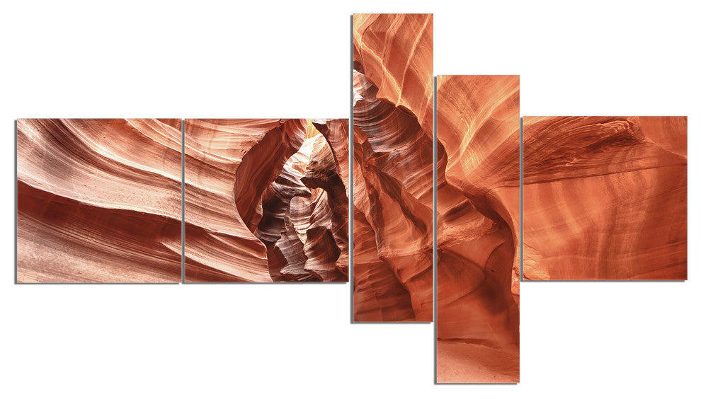 Antelope Canyon High Structures, Landscape Photo Canvas Print, 60"x32", 5 panels