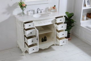 Bathroom Vanity, Antique White, 48", Single Sink