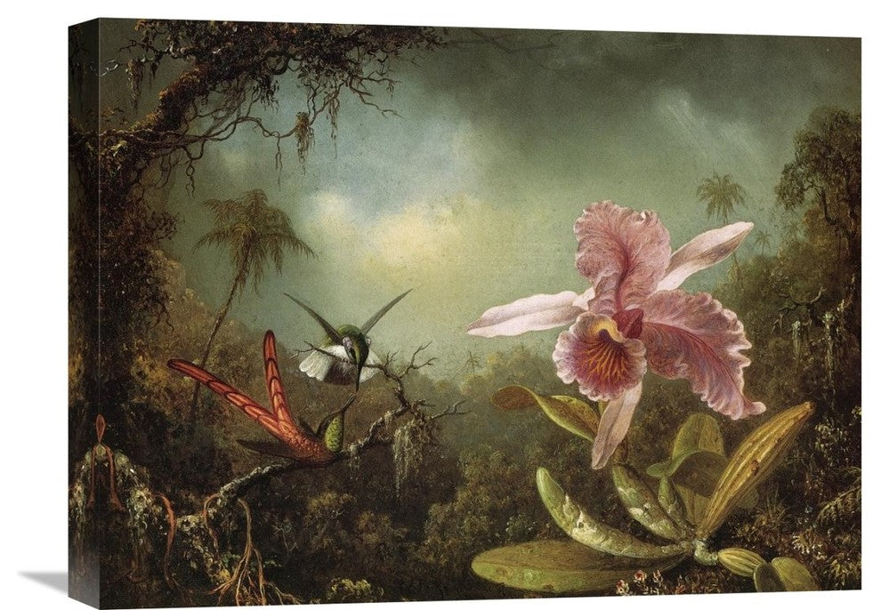 "Orchid With Two Hummingbirds" Artwork, 22"x16"