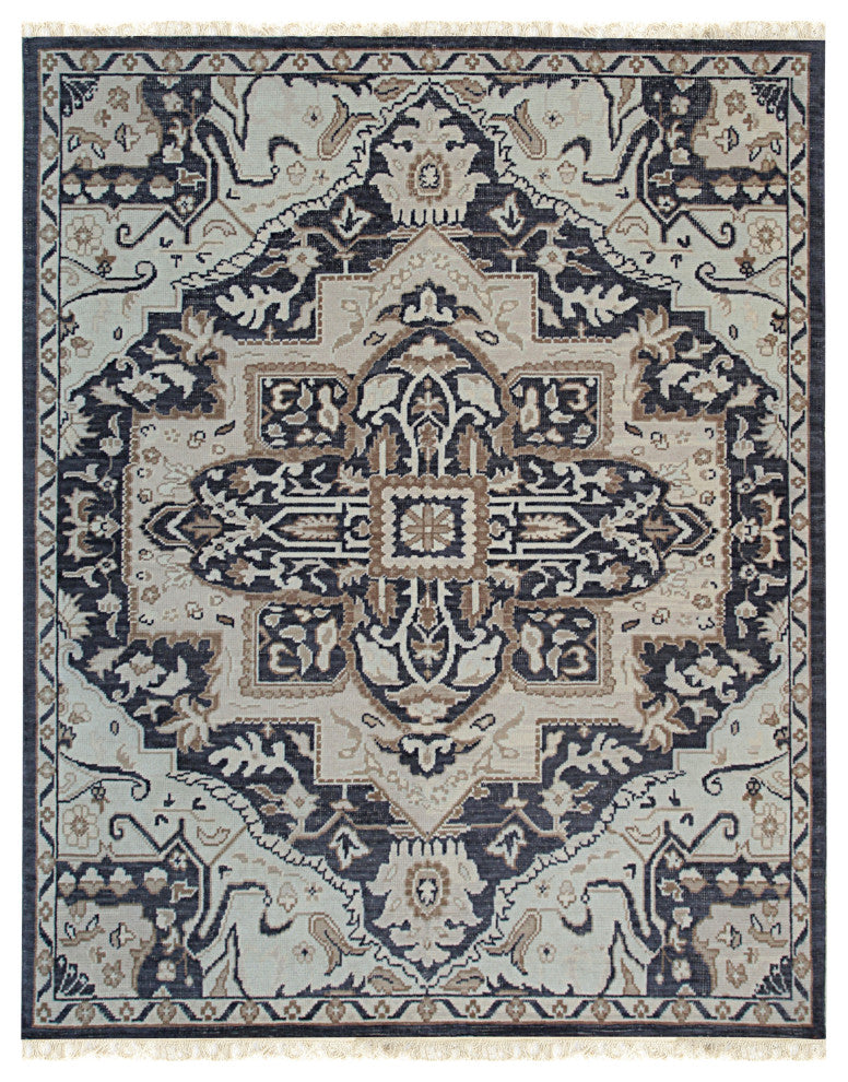Charcoal Traditional Oriental Heriz Area Rug