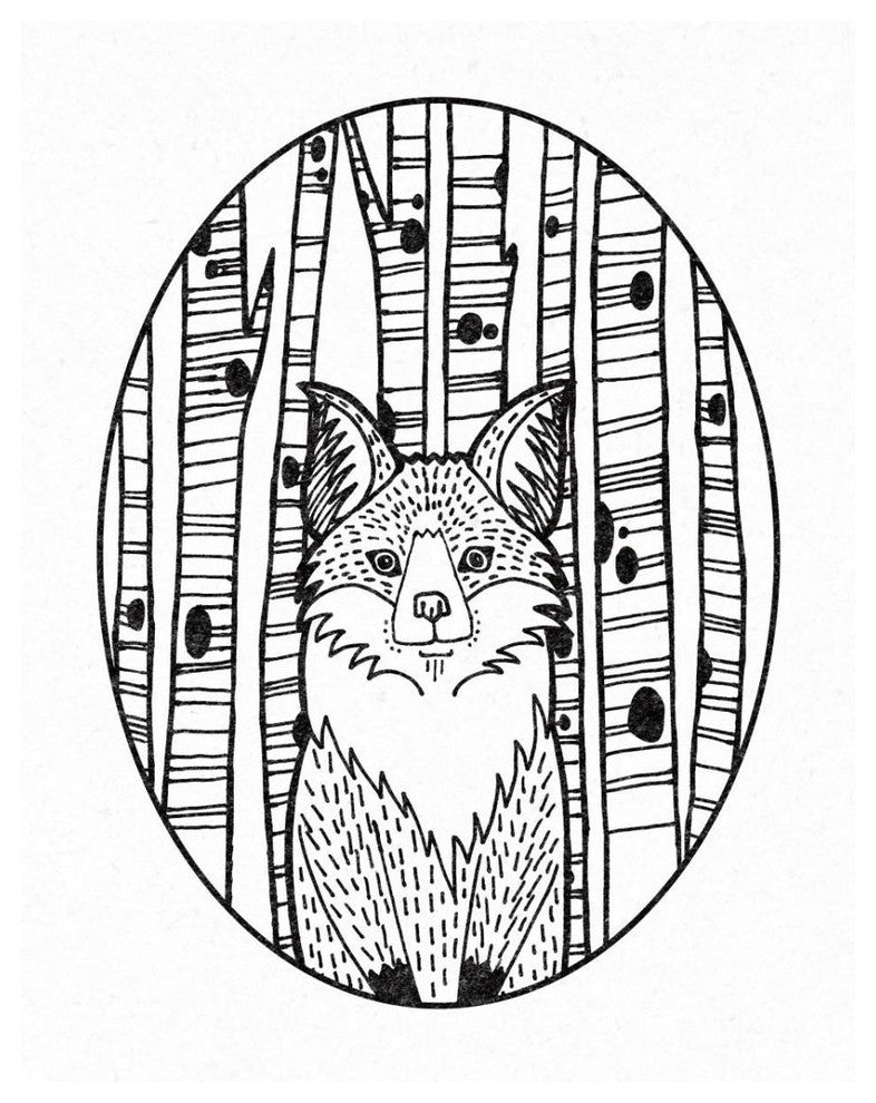 "Forest Friends I Black and White" Digital Paper Print by Elyse DeNeige, 24"x30"