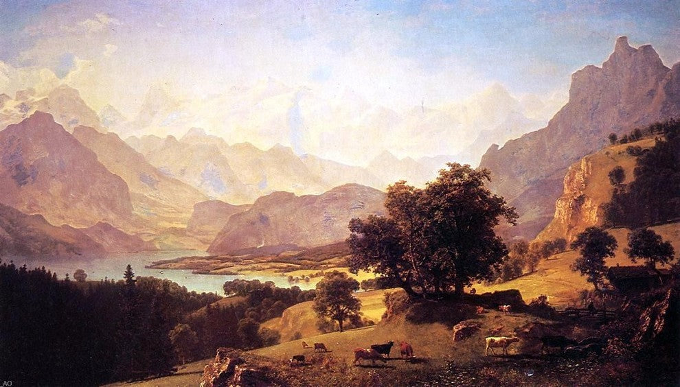 Albert Bierstadt Bernese Alps as Seen near Kusmach Gallery Wrapped Canvas Print