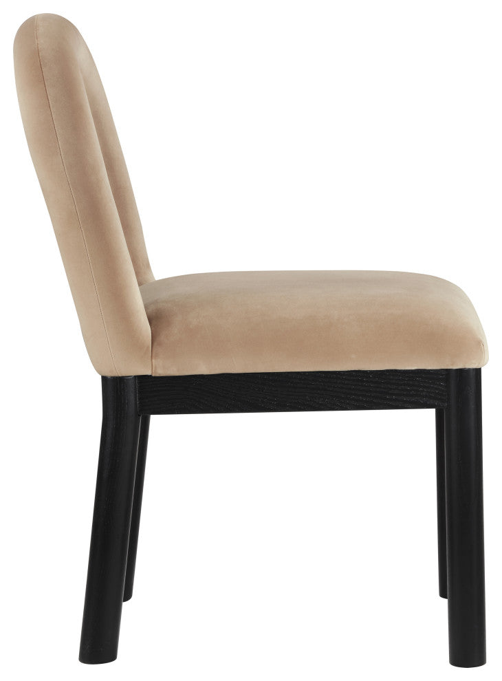 Conrad Upholstered Dining Chair, Beige, Velvet, Black Finish