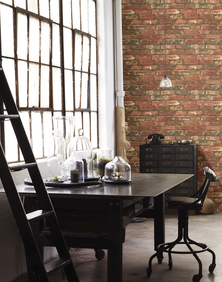 Red Brick Peel and Stick Wallpaper, 4 Rolls