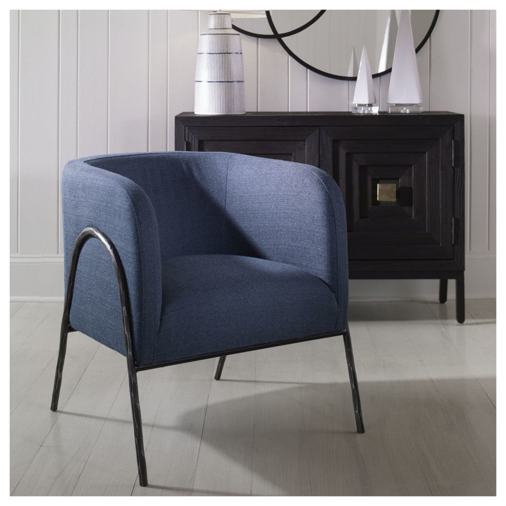 Uttermost 23683 Jacobsen 27"W Iron and Plywood Framed Barrel Arm - Aged Black