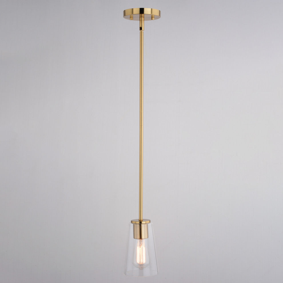 Beverly Gold Muted Brass Mini Pendant Ceiling Light Clear Glass, LED Compatible