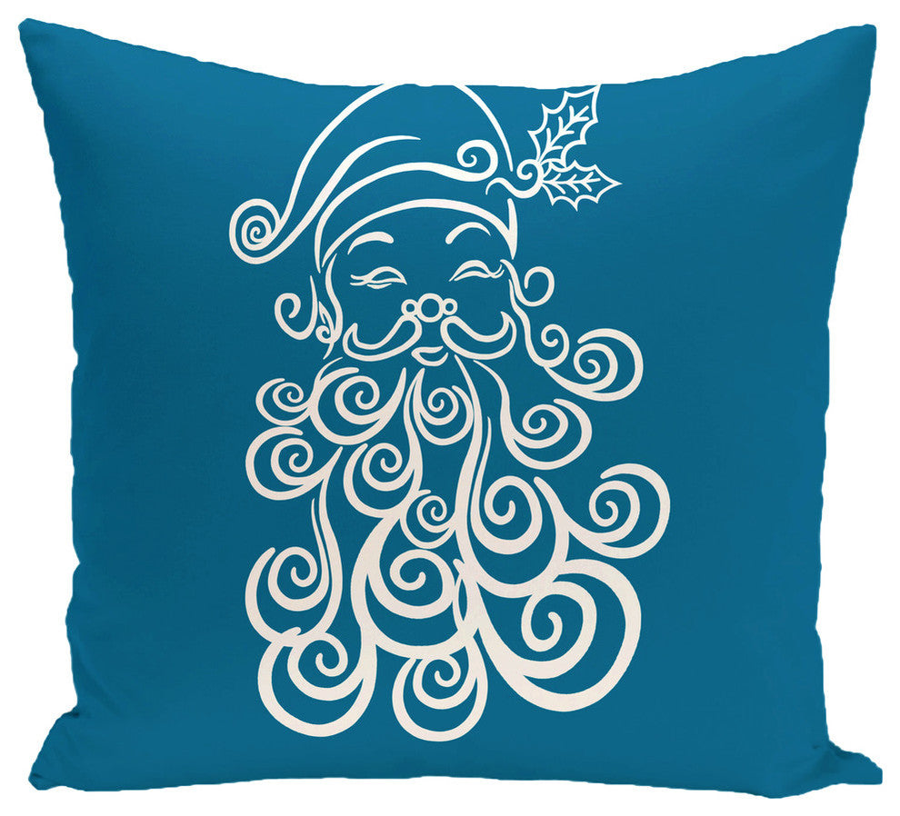 Santa Baby, Decorative Holiday Print Pillow, Turquoise, 16"x16"