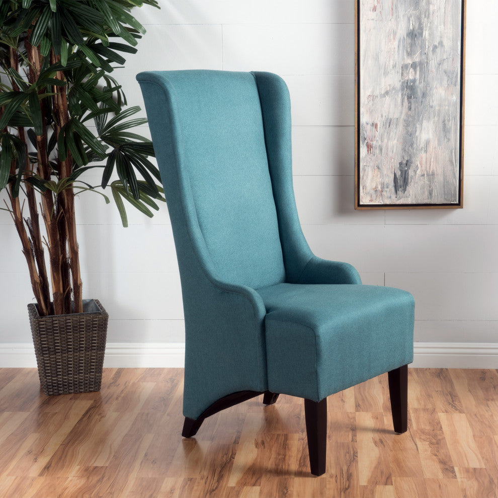 GDF Studio Sheldon Traditional Design High Back Fabric Dining Chair, Teal