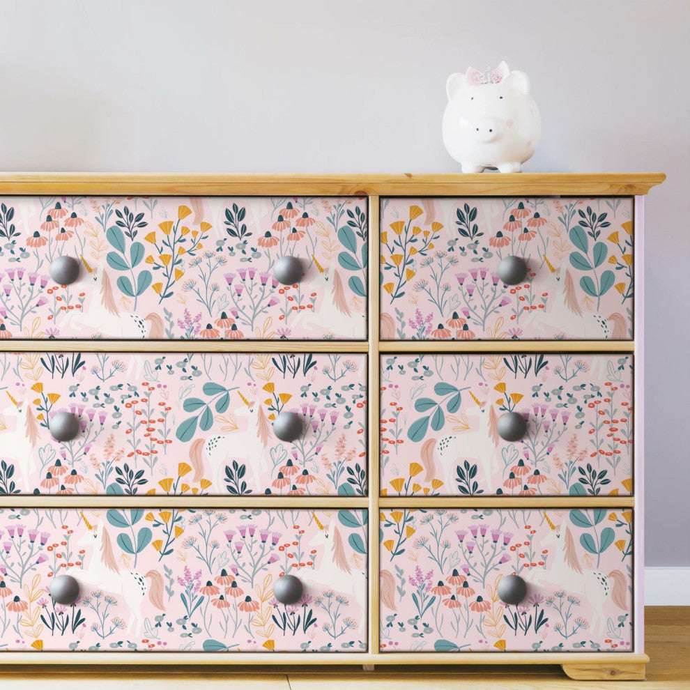 Pink & Green Unicorn Paradise Peel & Stick Wallpaper