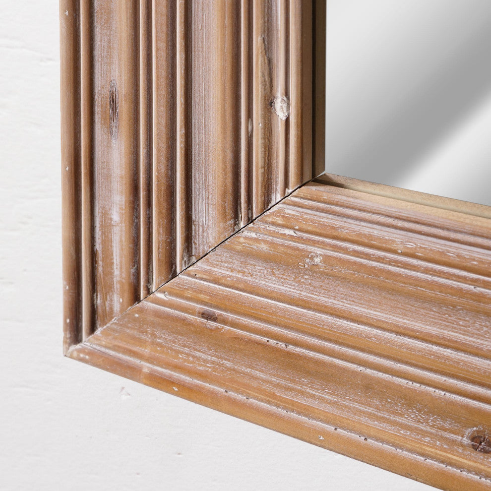 Head West Natural Whitewash Wood Farmhouse Wall Accent Mirror - 30" x 40"