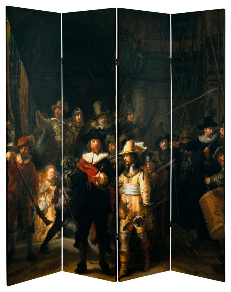 6'' Tall Double Sided Works of Rembrandt Canvas Room Divider