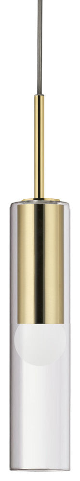Aged Brass Modern Pendant With Clear Glass