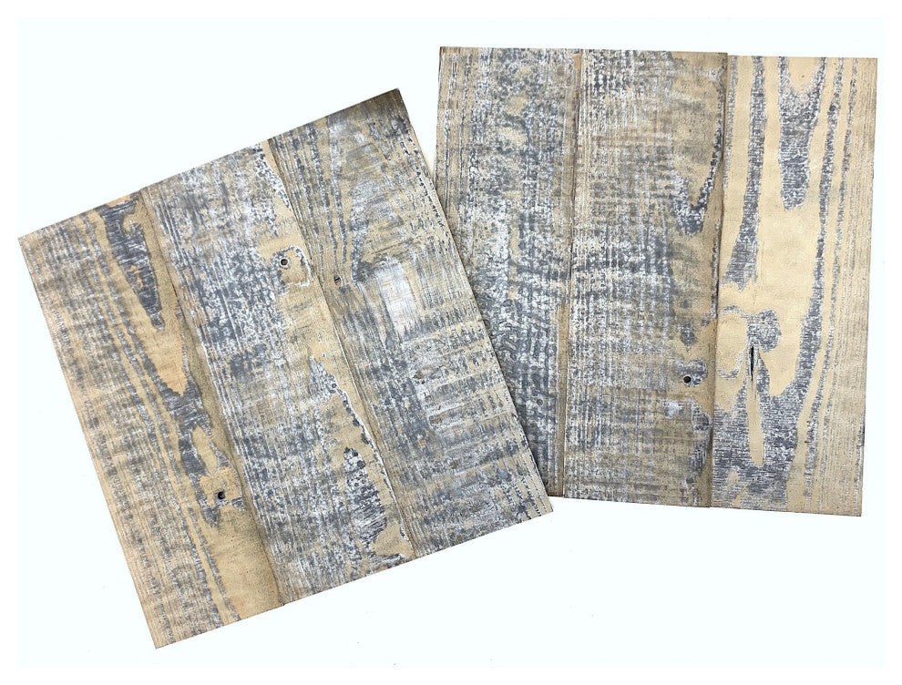 Set of Two Gray Black and Natural Rustic Wood Wall Art Hanging Panels