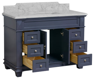 Elizabeth 48" Bathroom Vanity, Marine Gray, Carrara Marble