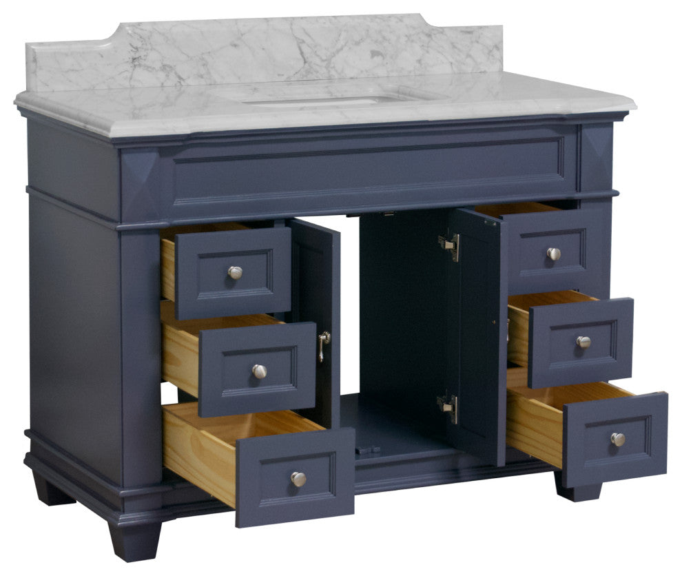 Elizabeth 48" Bathroom Vanity, Marine Gray, Carrara Marble