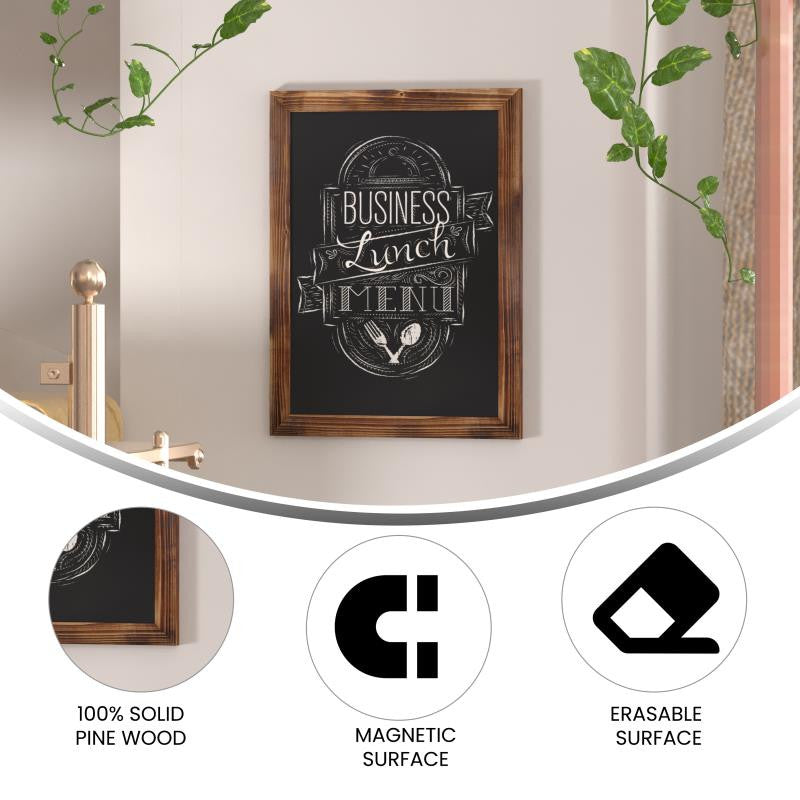 Canterbury Wall Mount Magnetic Chalkboard Sign Set- 18" x 24", Torched Brown, 18" X 24"