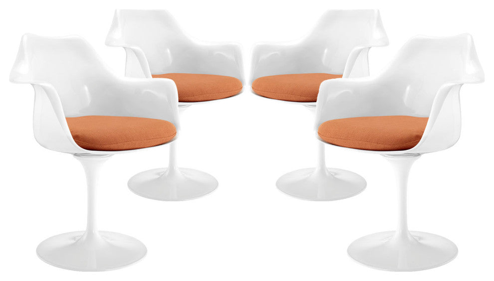 Modern Orange Tulip Dining Armchair Set of 4