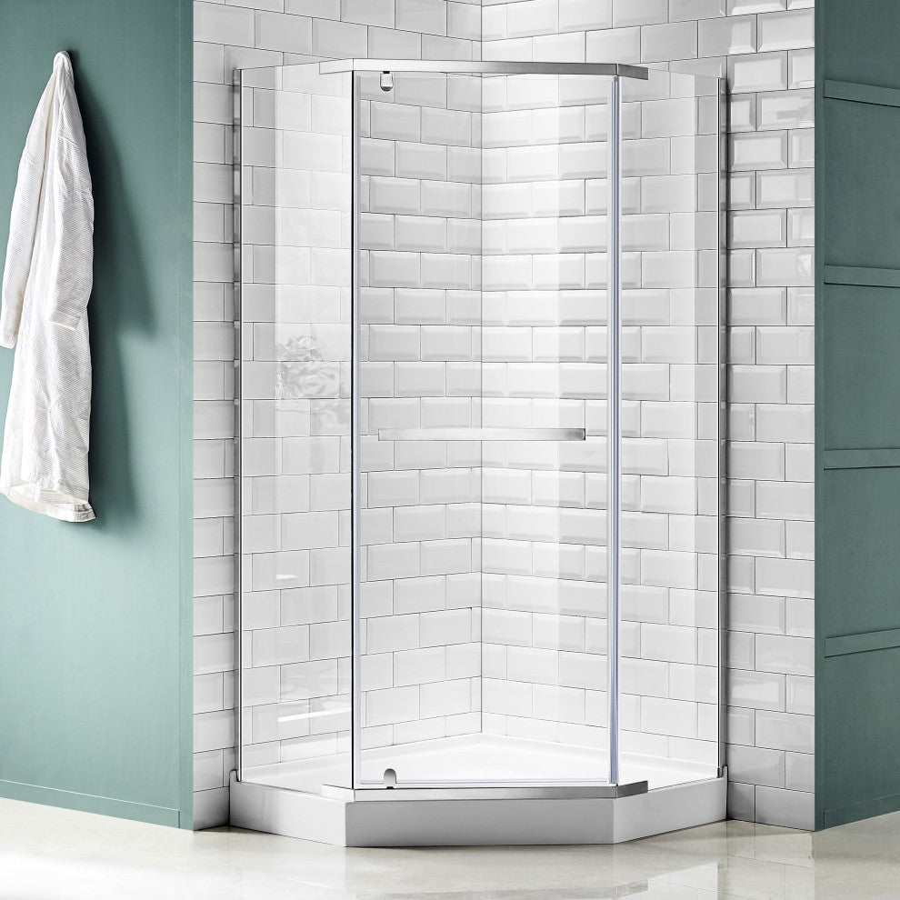 ANZZI Castle 49"x72" Hinged Semi-Frameless Shower Door, Brushed Nickel