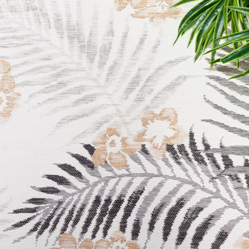 Safavieh Sunrise Collection SUN675 Indoor-Outdoor Rug, Ivory/Grey Black, 8'x10'