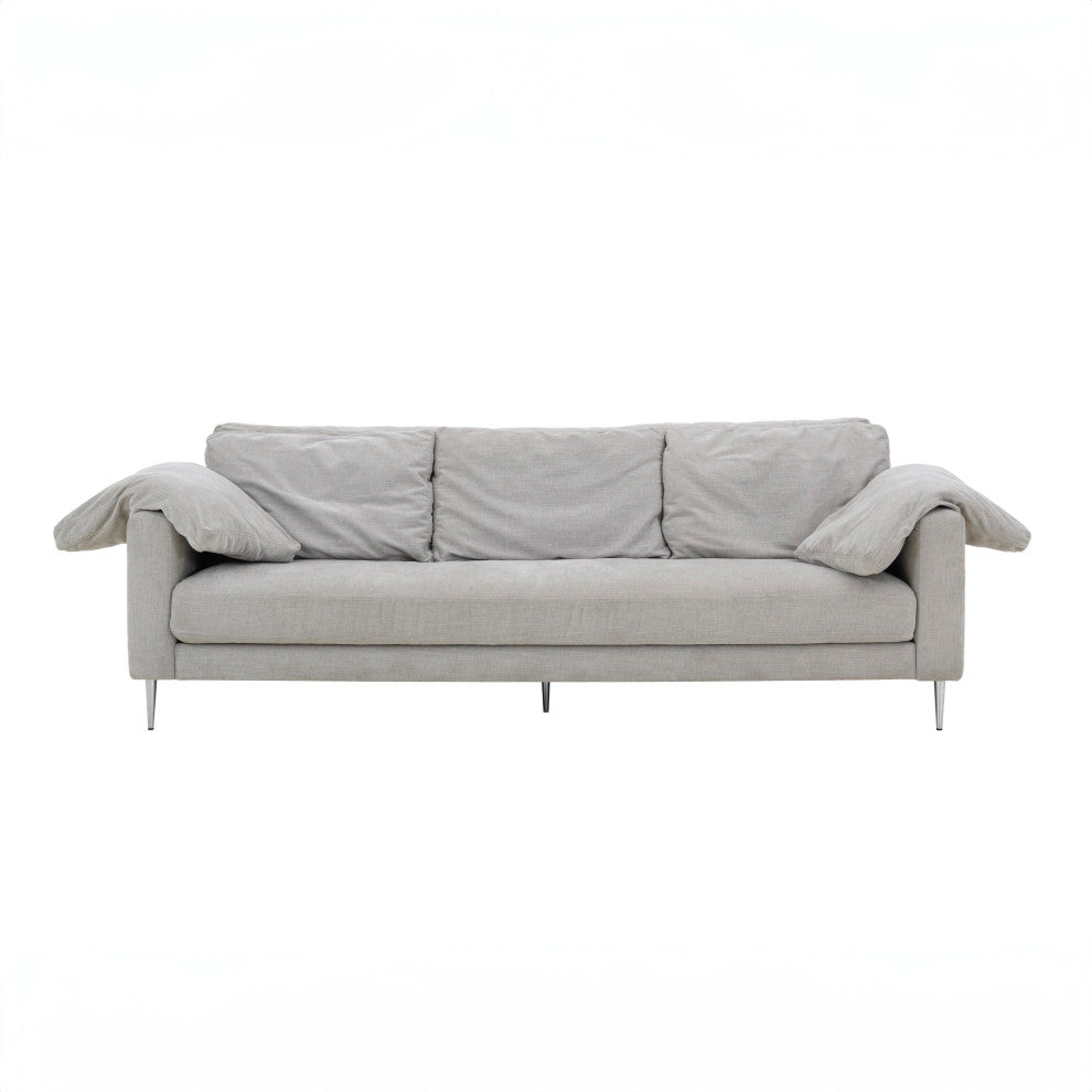 Vari Textured Velvet Lounge Sofa, Light Grey
