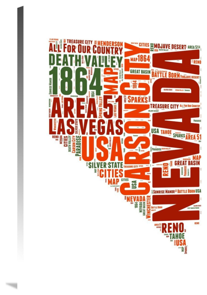 "Nevada Word Cloud Map" Fine Art Print