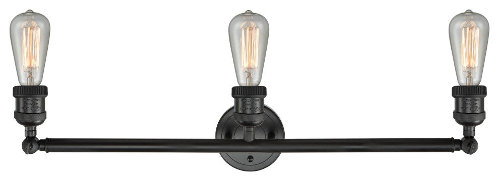 Bare Bulb 3 Light Bath Vanity Light, Matte Black, LED