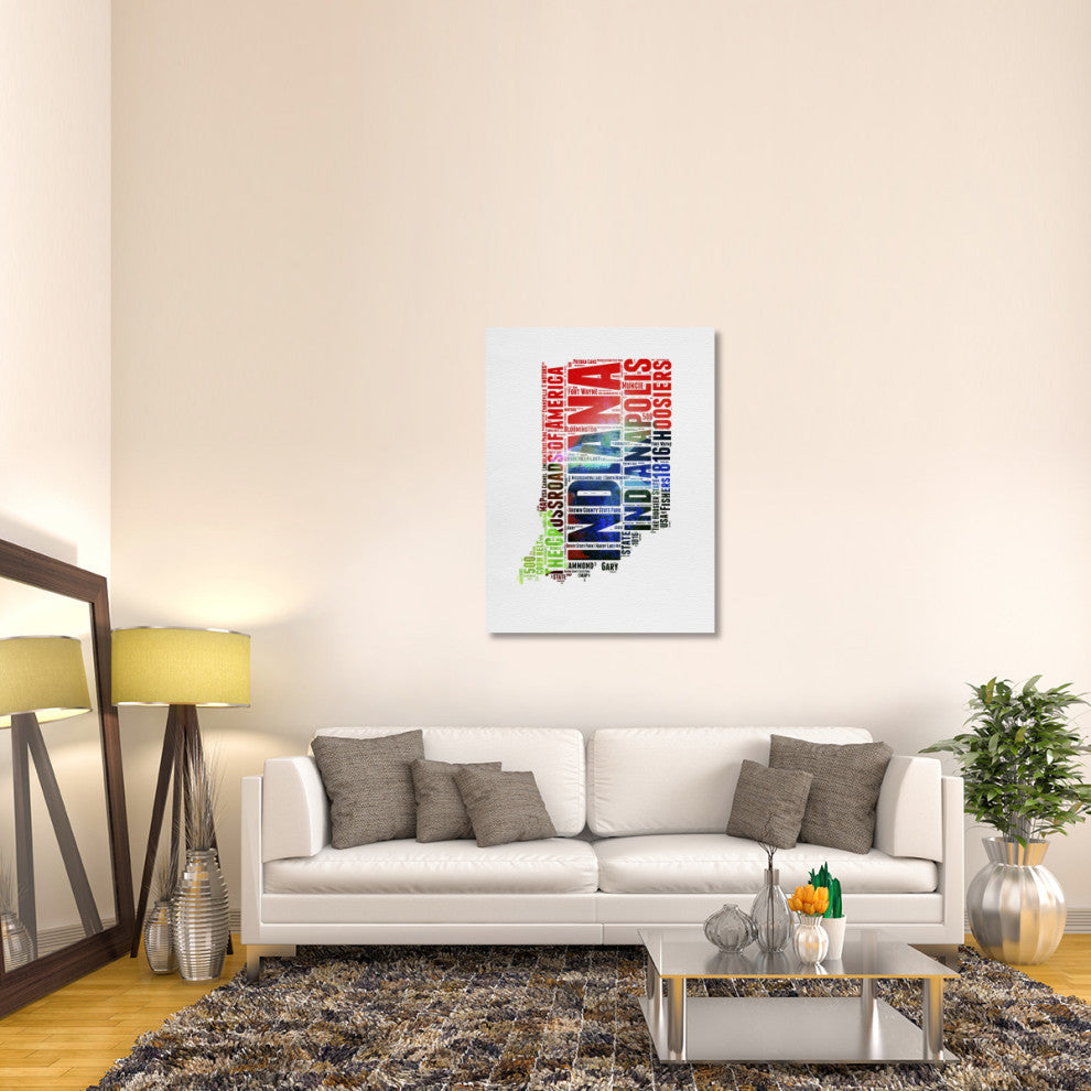 "Indiana Watercolor Word Cloud" Fine Art Print
