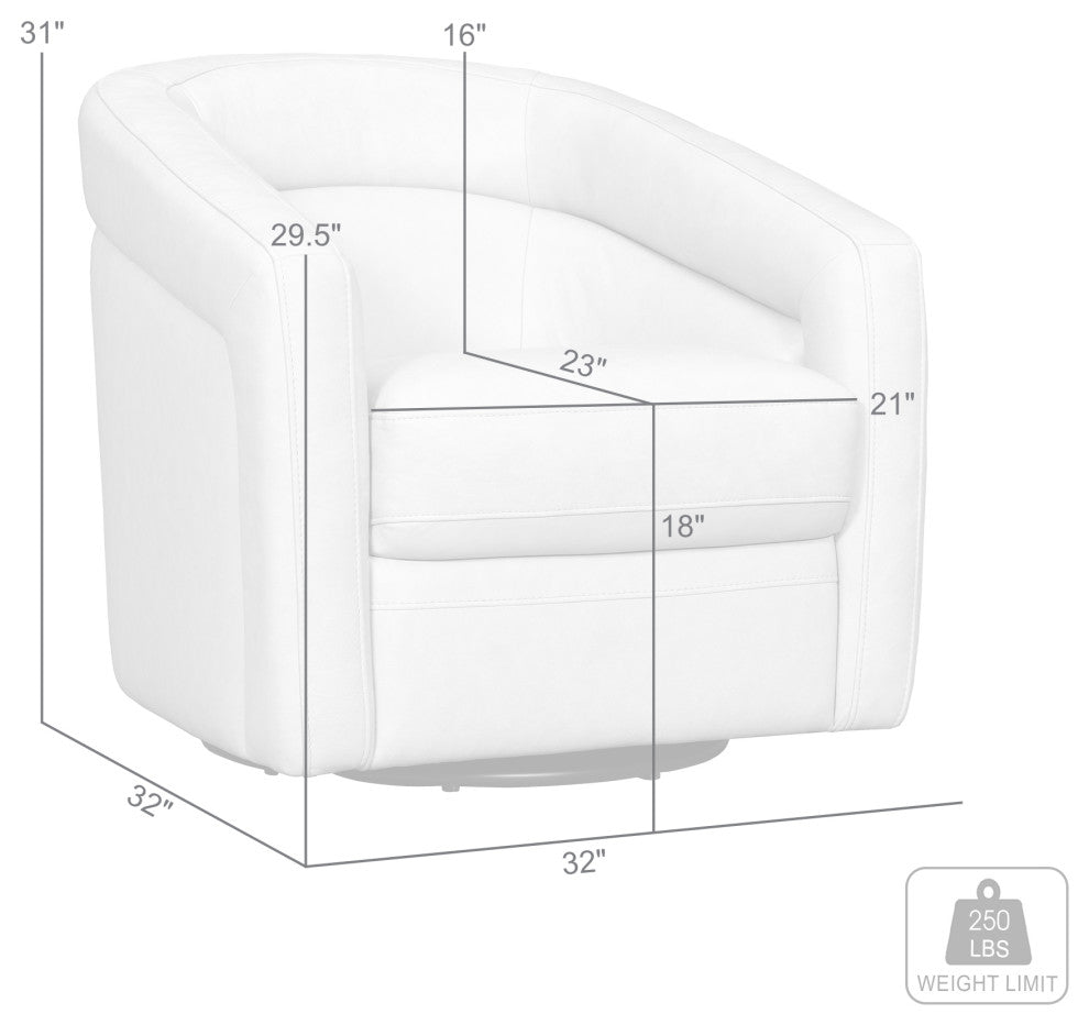 Desi Sky Blue Leather Swivel Accent Chair