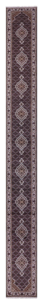 2' 7" X 25' 8" Hand Knotted Wool and Silk Persian Tabriz Runner Rug Q8947