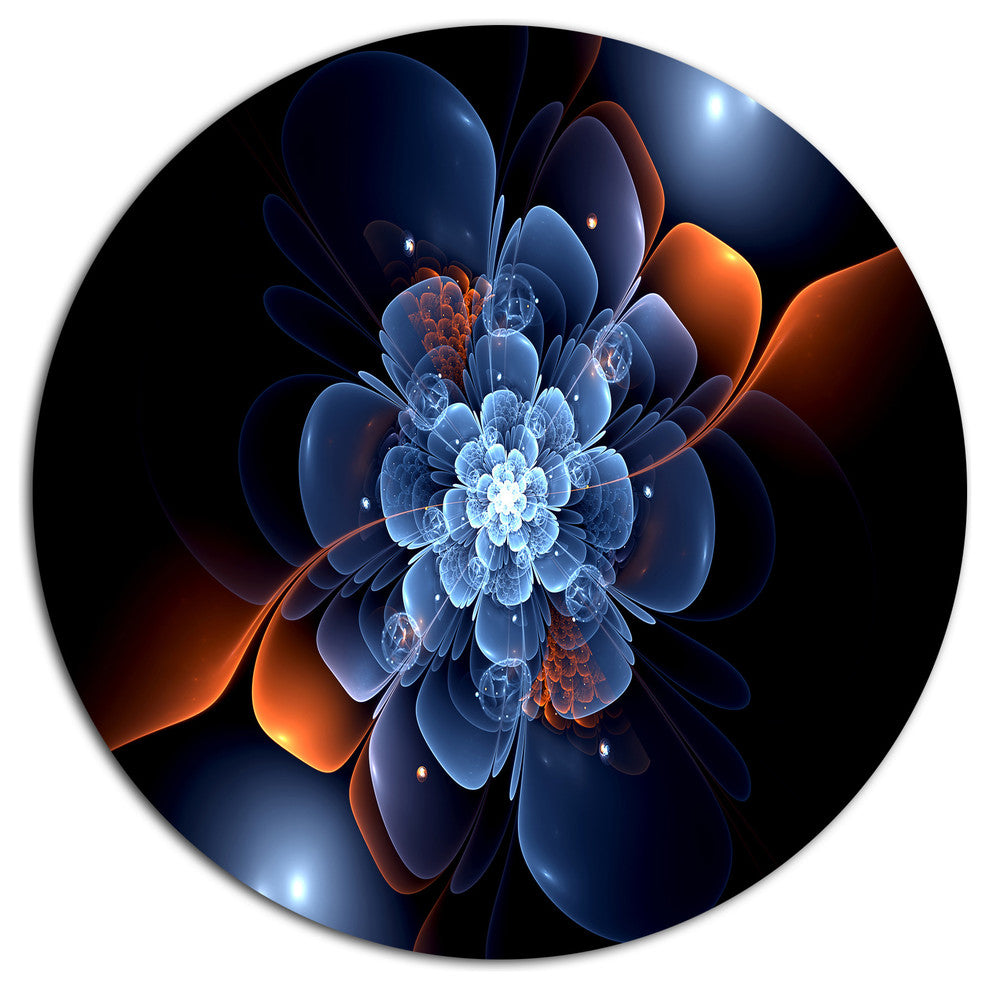 Fractal Flower With Orange Flame, Flower Round Wall Art, 36"