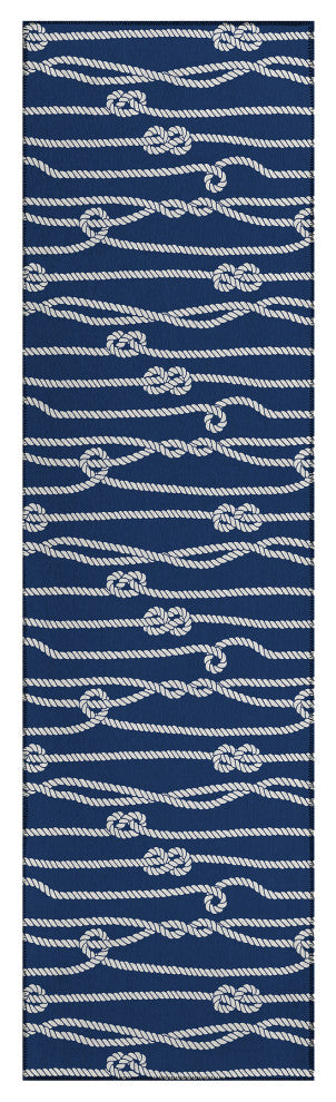 Indoor/Outdoor Harbor HA7 Navy Machine Washable 2'3" x 7'6" Runner Rug