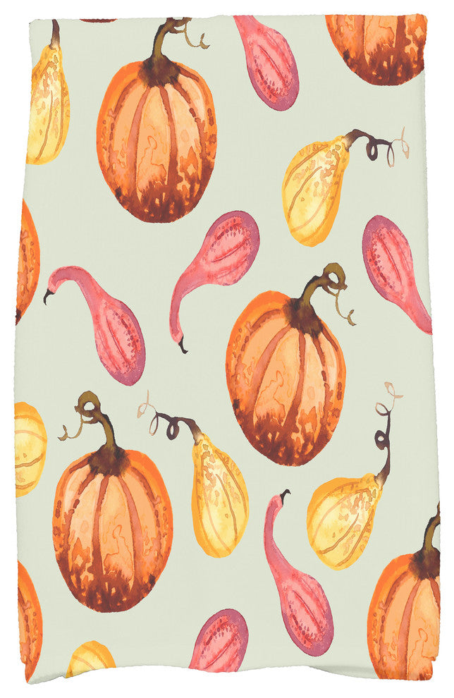 Gourds Galore 18"x30" Light Green Fall Print Kitchen Towel