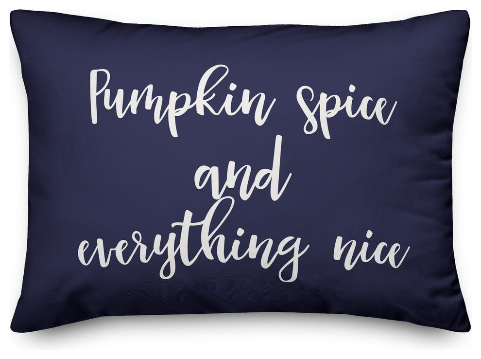 Pumpkin Spice and Everything Nice Lumbar Pillow, Navy, 14"x20"