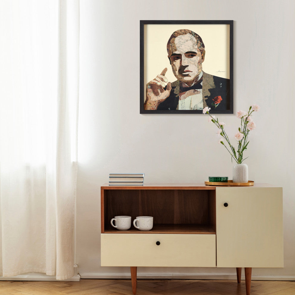 Godfather Handmade Collage Framed Wall Art Under Glass Signed by Alex Zeng