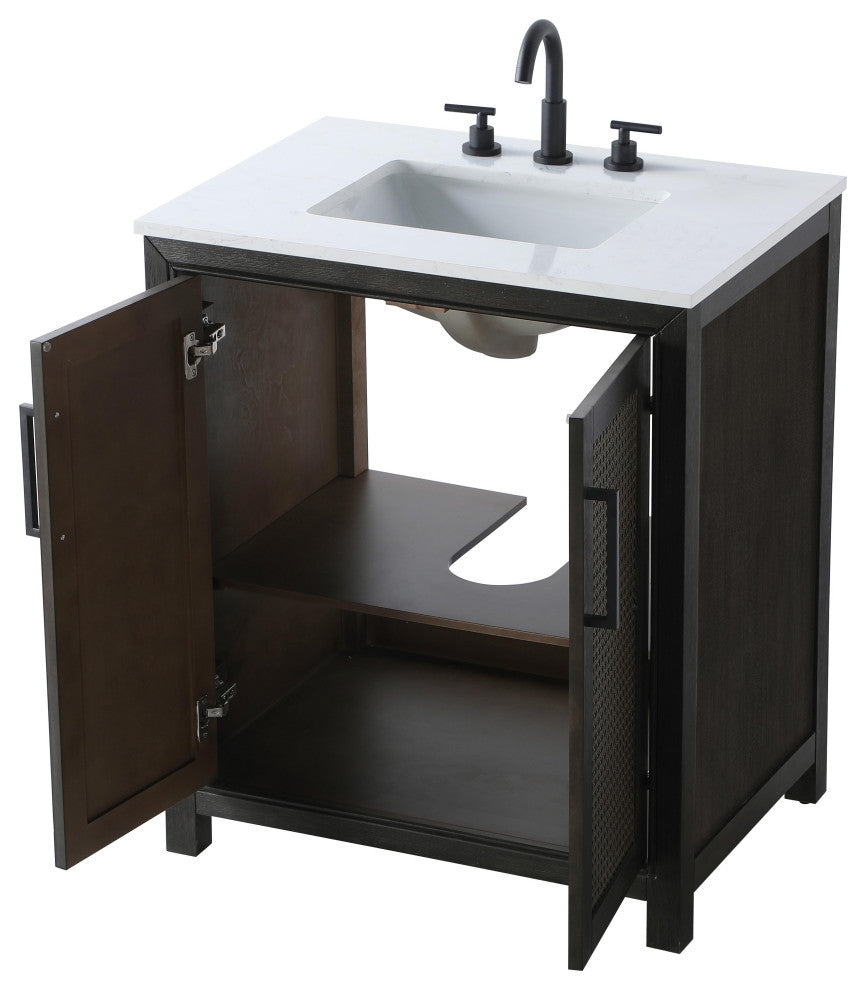 Home Living 30" Single Bathroom Vanity, Chocolate Oak