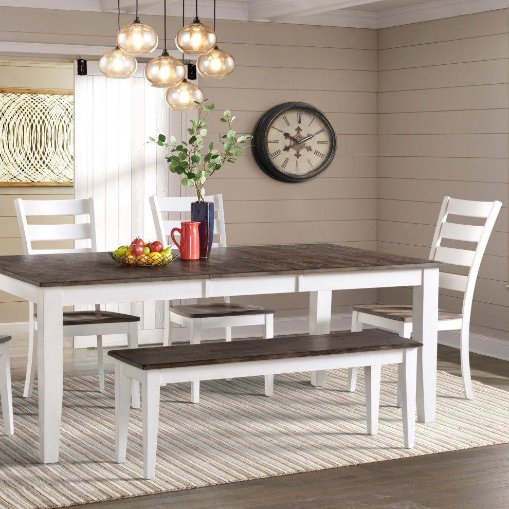 Kona Backless Bench With Wood Seat, Gray and White