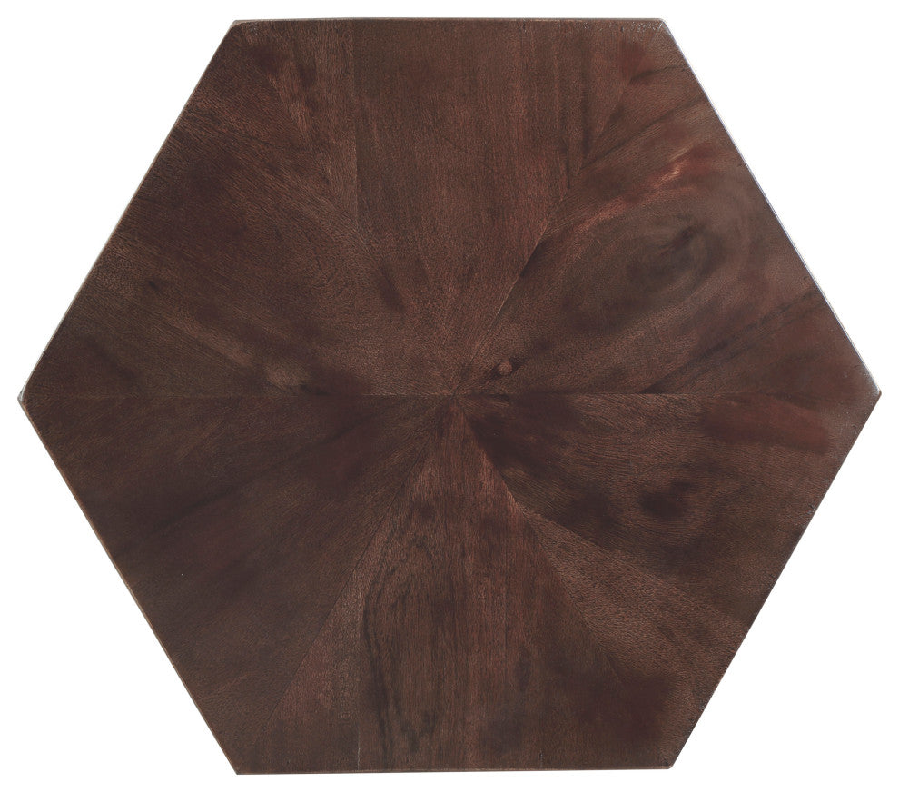 Diamante Oak Veneer End Table, Brown
